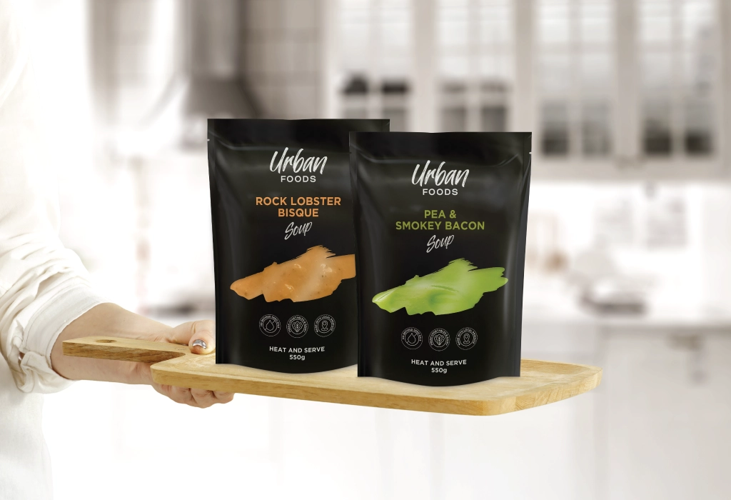 Stand up pouches for soup and ready to eat meal